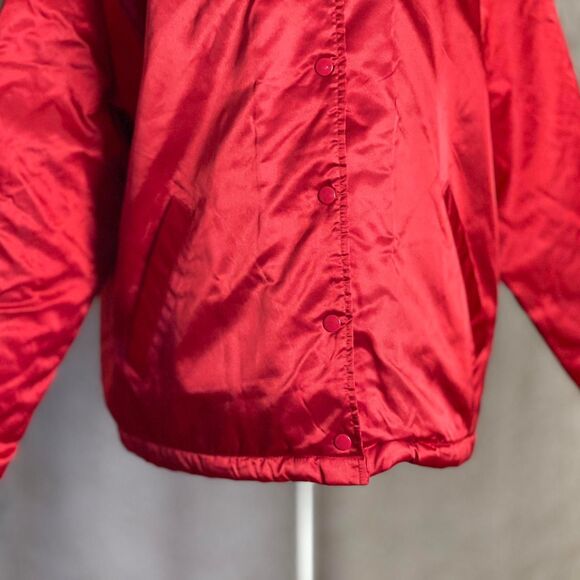 NWOT Gap Shiny Red Nylon Streetwear Jacket Fleece Lined Gorpcore Preppy Size S - Picture 4 of 8